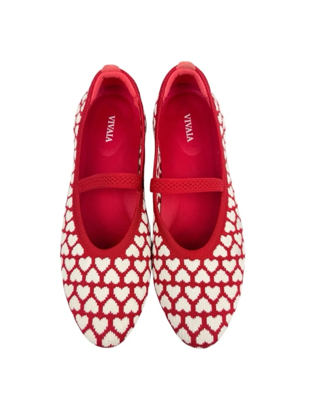 Vivaia Tamia Adaptall Almond Toe Mary Jane Flats Romantic Red Hearts Size 40/ 9